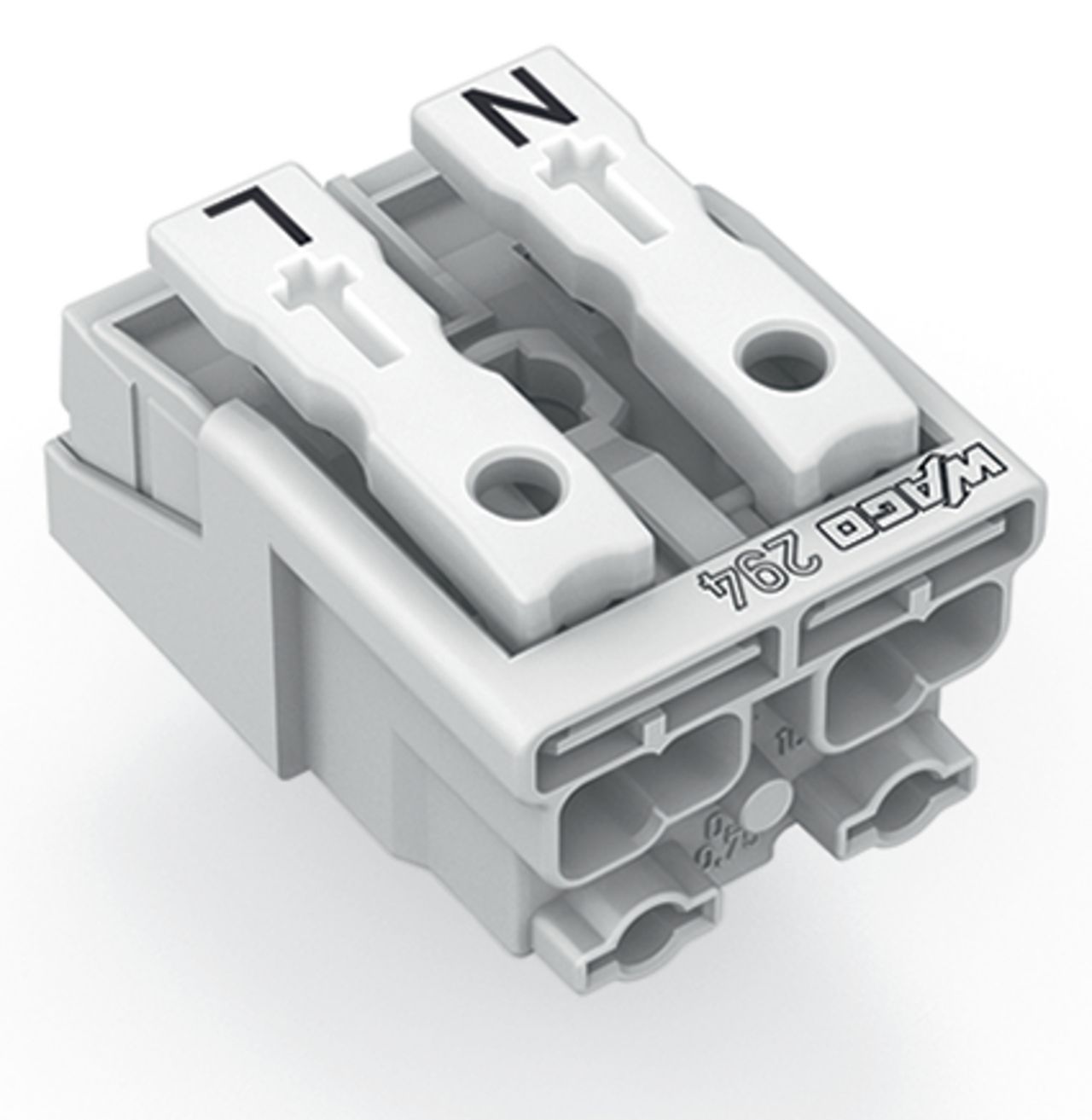 Klemmleiste 2p ws Serie 294 24A Thermopl 0,5-2,5qmm 20mm Federzugans Steckklemm