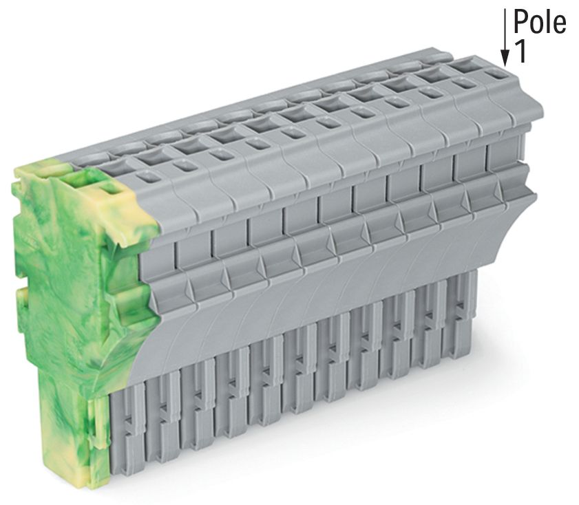 Verbindungsklemme 15p gr/ Serie 2022 24A 0,25-4qmm Thermopl 78mm grau/grün-gelb