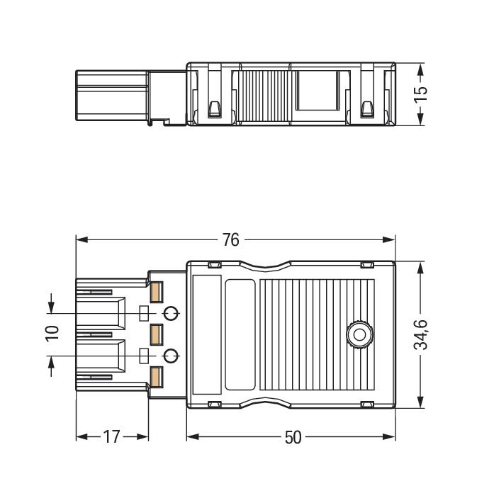 Steckverbinder Gebäude 3p Serie 770 20A Federzug 250V Ø13mm hfr L N PE