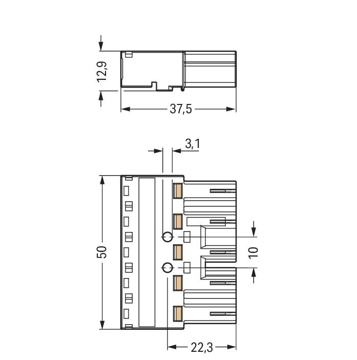 Steckverbinder Gebäude 5p Serie 770 25A Federzug 400V 4qmm 3 N PE 1
