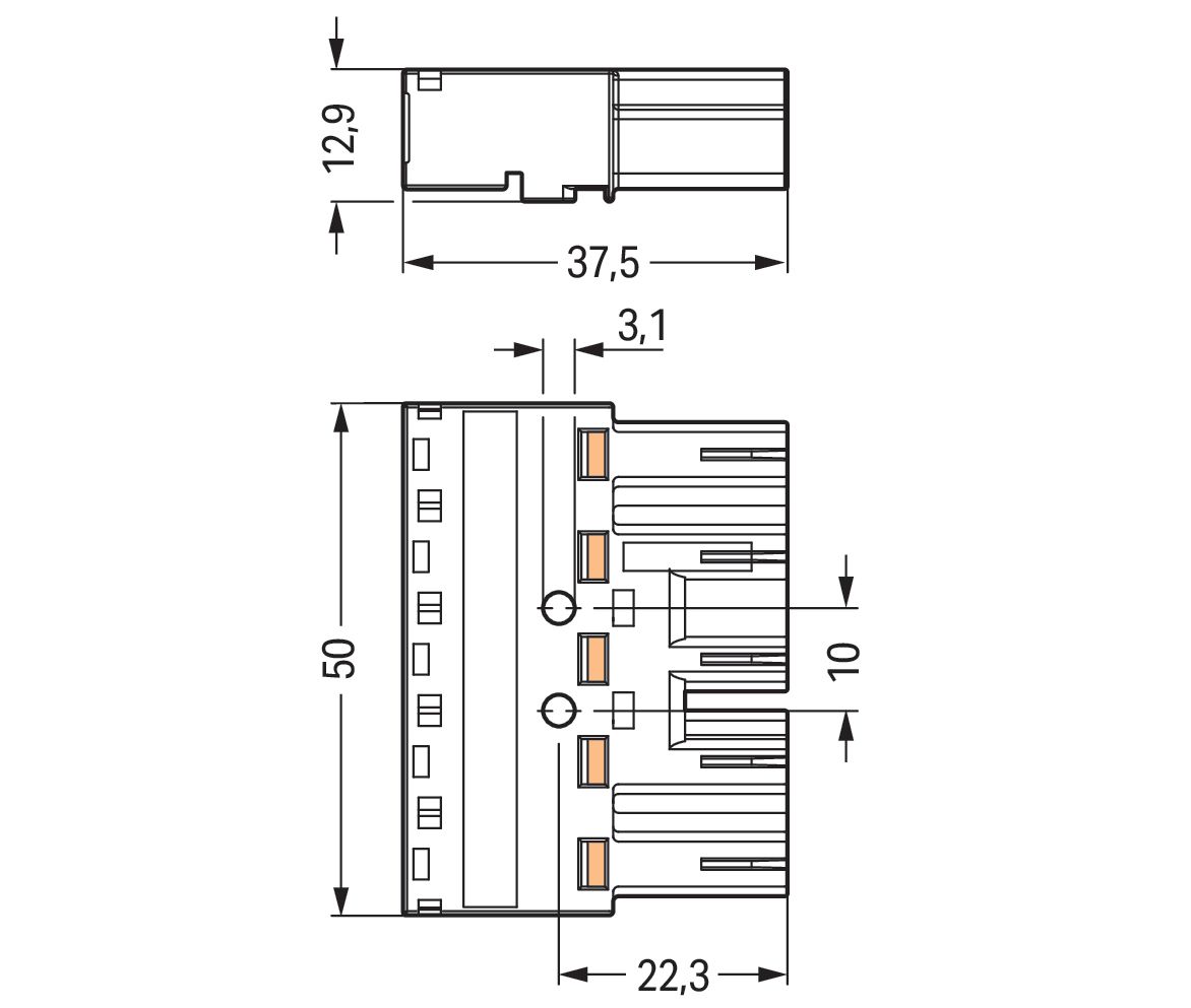 Steckverbinder Gebäude 5p Serie 770 25A Federzug 400V 4qmm 3 N PE 1