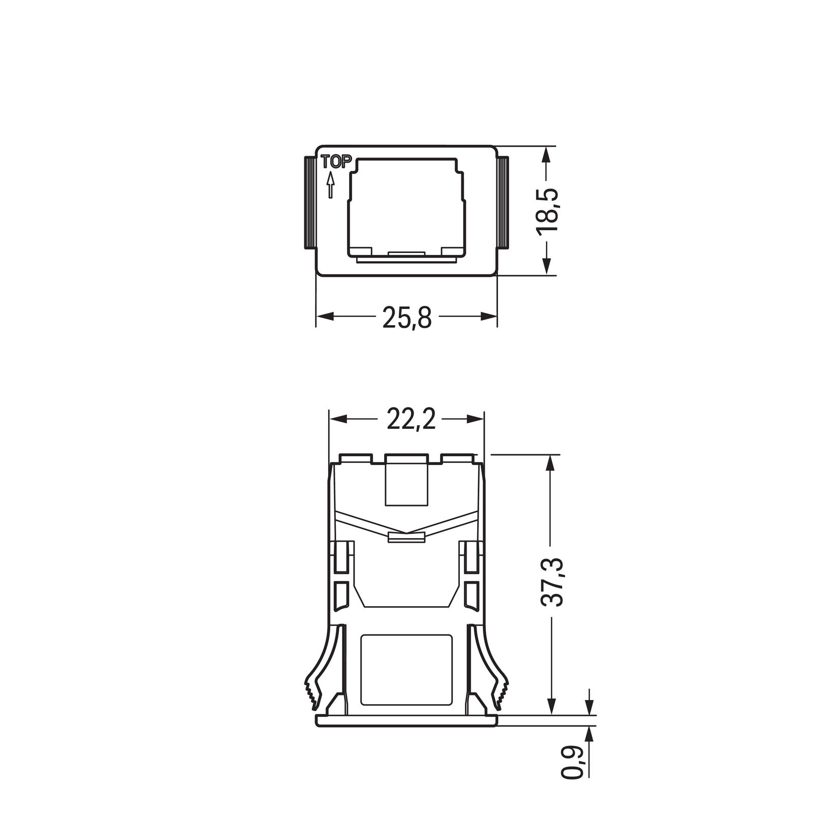 Rahmen Snap-In ws 2p Stecker/Buchse