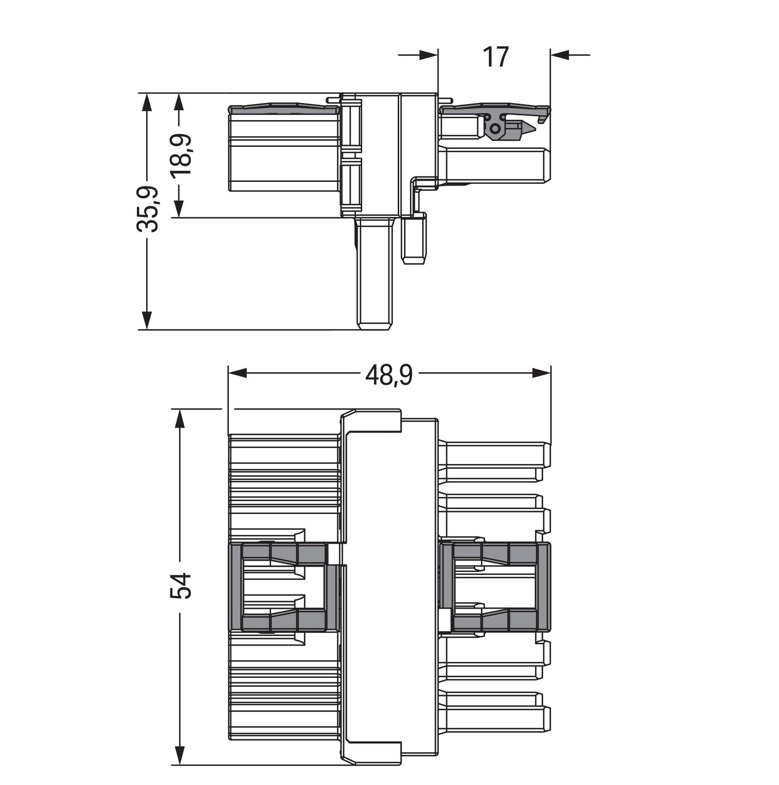 T-Verteiler PA Serie 770 5Eing 5p 10Ausg Polyamid (PA) 400V 25A IP20 hfr 85°C