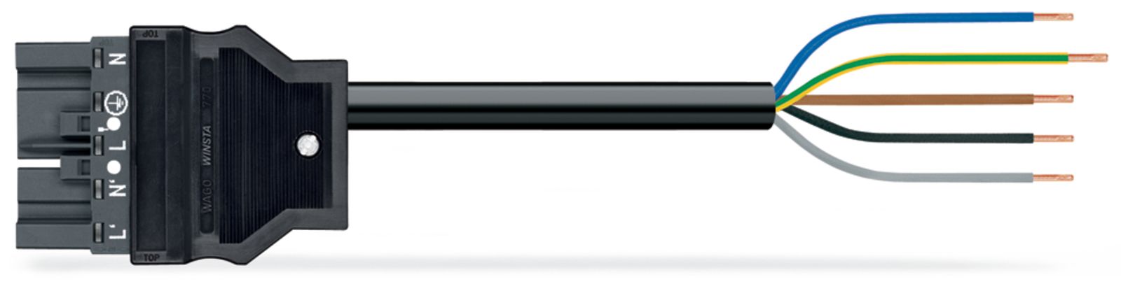 Systemverbindung 5p Serie 771 H05VV-F sw 1,5qmm 5x1,5qmm L3000mm Stecker fr.Ende