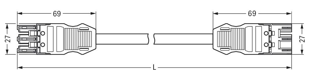 Verbindungskabel 3p Serie 771 H05VV-F sw 1,5qmm 3x1,5qmm L1000mm Buchse Stecker