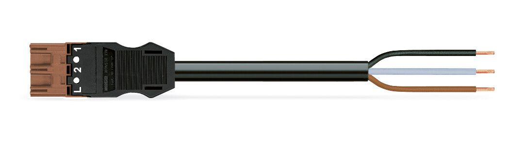 Systemverbindung 3p Serie 771 H05VV-F sw 1,5qmm 3x1,5qmm L8000mm Stecker fr.Ende