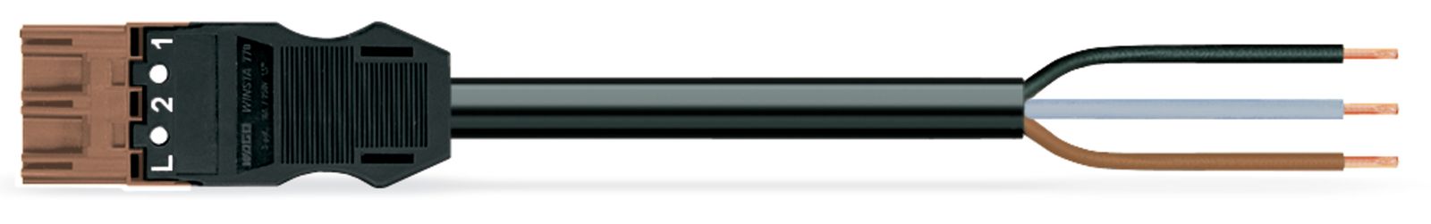 Systemverbindung 3p Serie 771 H05VV-F sw 1,5qmm 3x1,5qmm L8000mm Stecker fr.Ende