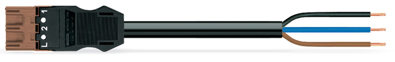 Systemverbindung 3p Serie 771 H05Z1Z1-F 3x1,5qmm L3000mm sw Stecker fr.Ende hfr