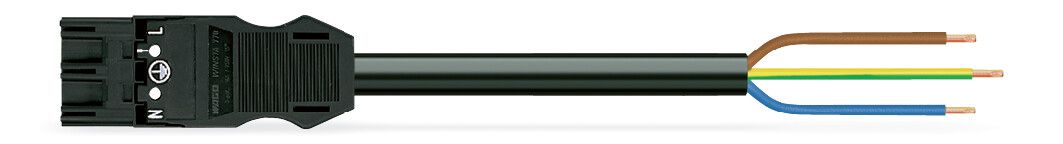 Systemverbindung 3p Serie 771 H05VV-F sw 1,5qmm 3x1,5qmm L1000mm Stecker fr.Ende