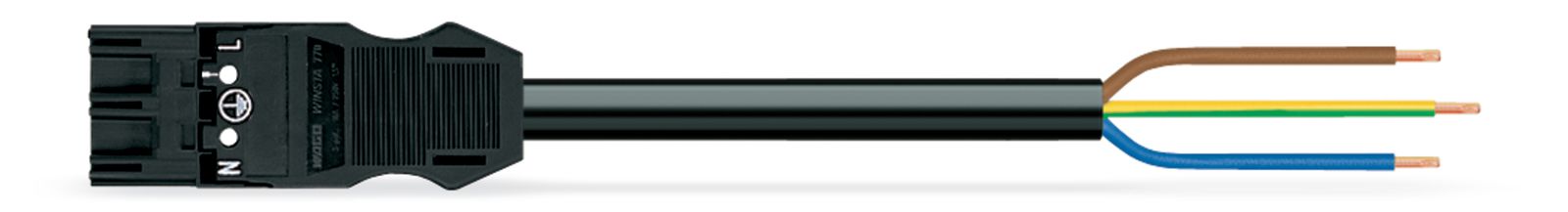 Systemverbindung 3p Serie 771 H05VV-F sw 1,5qmm 3x1,5qmm L1000mm Stecker fr.Ende