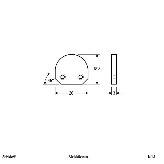 Endkappe alu L20mm B18,3mm