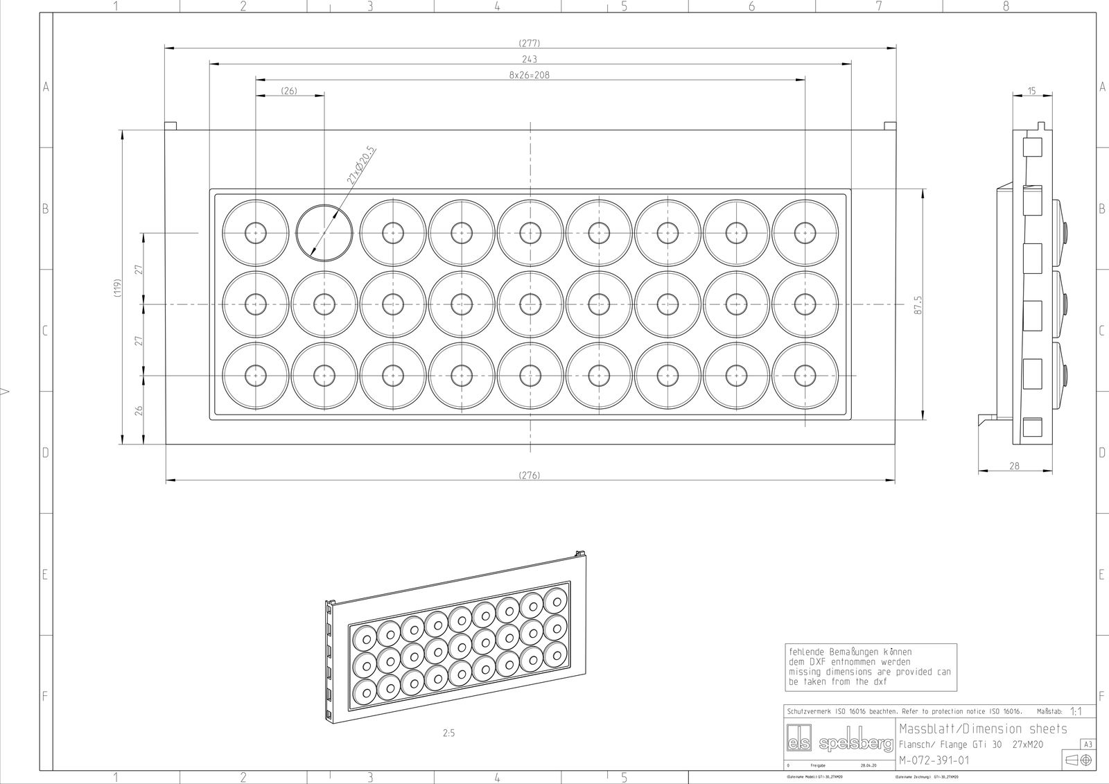 Einführungsflansch Kst 300x110mm Nippel unbeh Vorprägungen