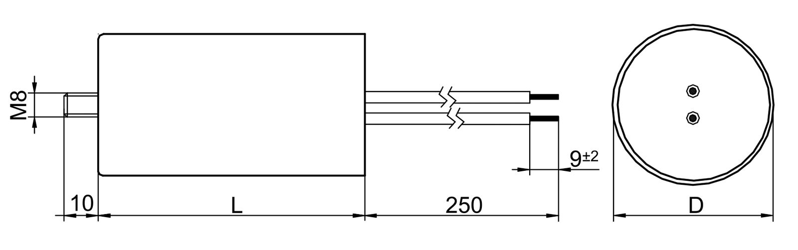 Kondensator 25uF 250V Parallel.f.LL Ø40x70mm