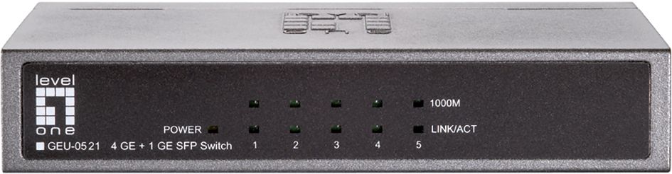 Tischswitch 4x10/100/1000Mbps Switch 1x1Gbps/MiniGBIC