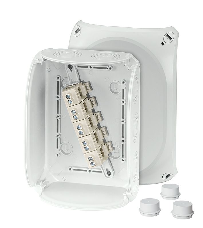 Klemmenkasten 10qmm 5f Kst 210x155x92mm AP 10einf IP66 hfr