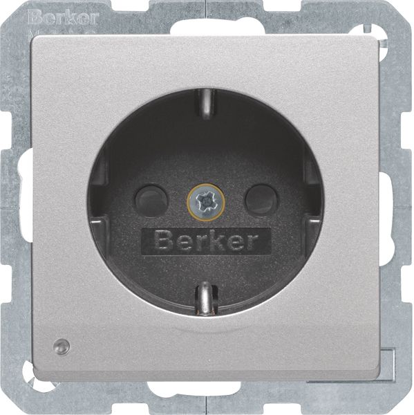 Steckdose 1f alu samt UP m.OL m.BS IP20 Mit Orientierungslicht