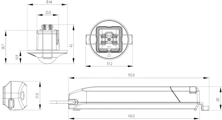 Präsenzmelder UP 360° 110-240V ws mt IP21 Fernbedienbar 2000W