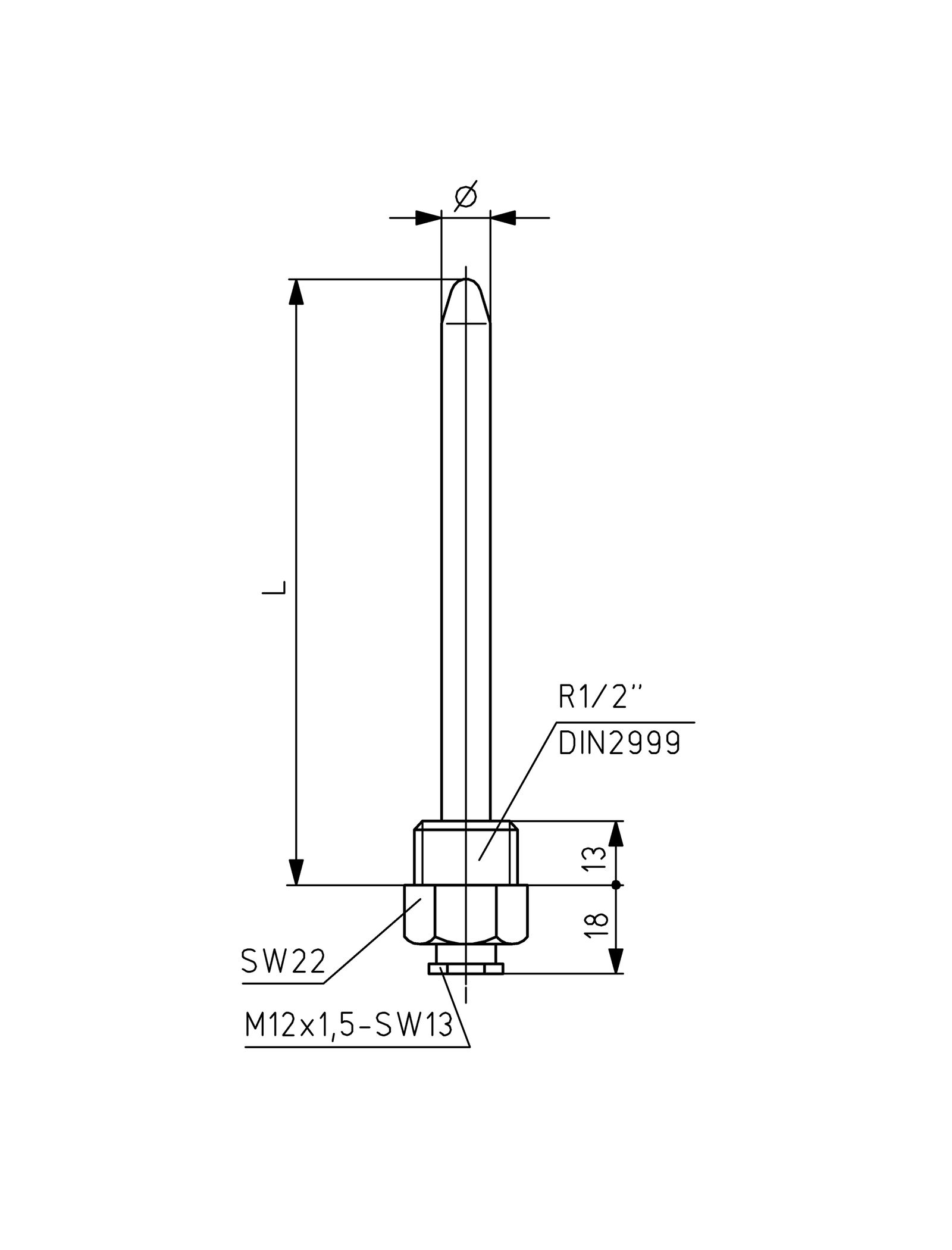 Solar-Tauchhülse Einzel Ms