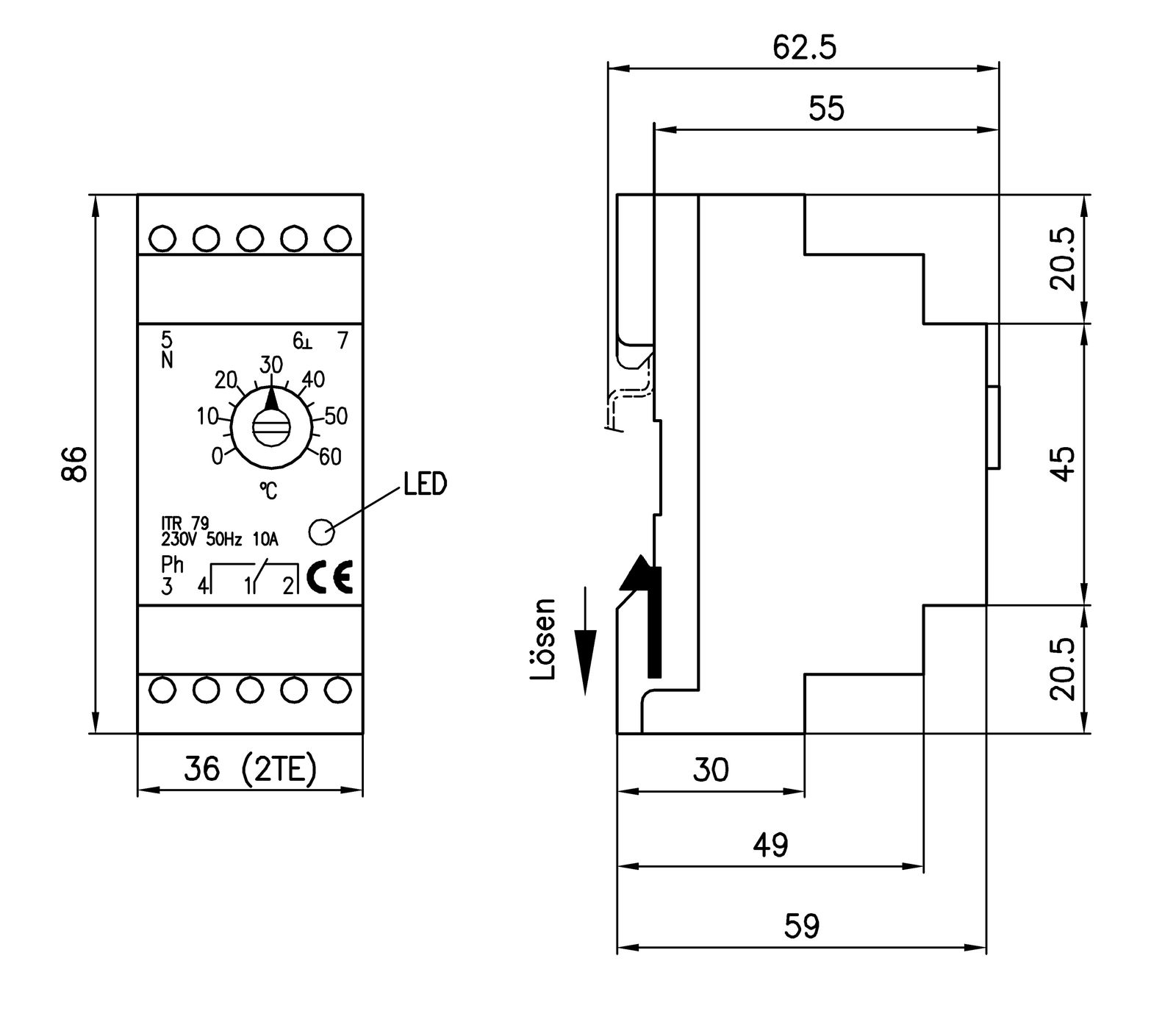 Raumthermostat 230V Wechsler IP20