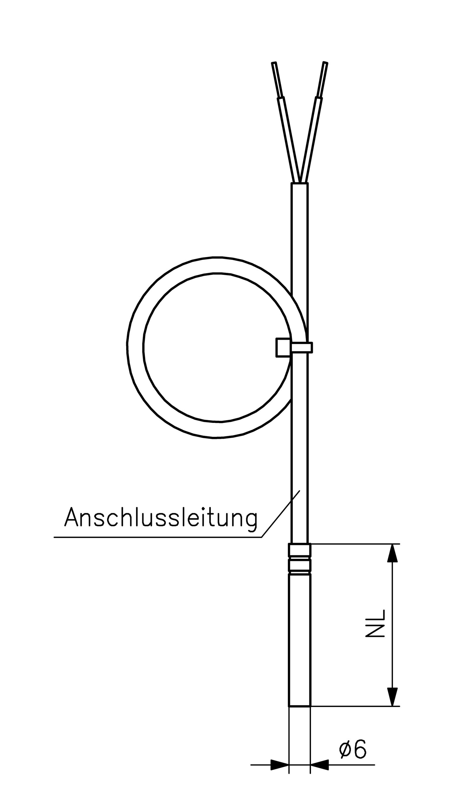 Sensor (HVAC) PT100 45mm 6m -50-150°C