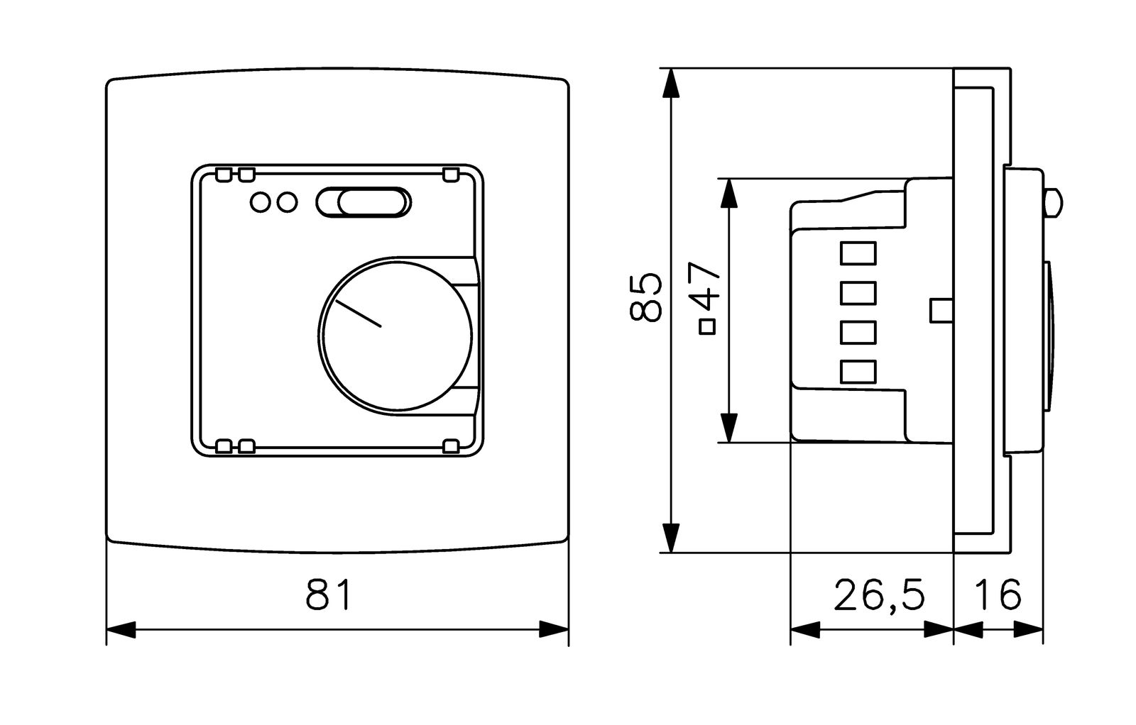 Raumthermostat 230V 16A Schließer IP30 Sensor extern