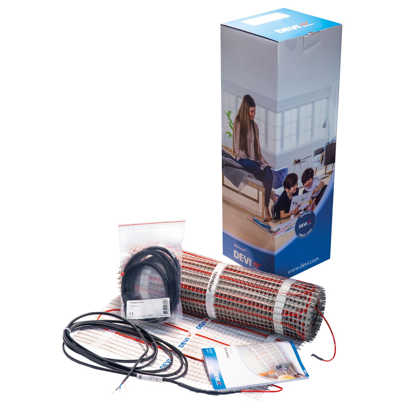 Heizkabel 150W/qm 75W 0,5qm 1Kaltl 230V 11W/m Mit Trägermatte 1000x500x3,2mm