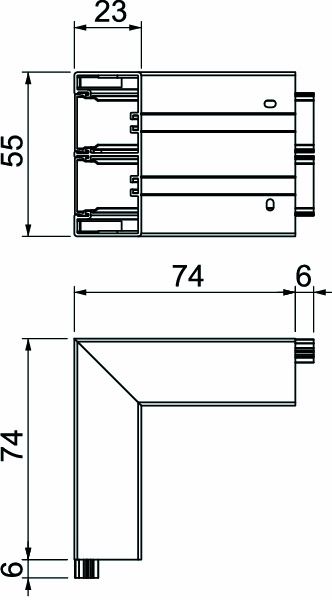 Außeneck GEB-K 53x130mm UT/OT 90° Kst rws RAL9010 unbeh