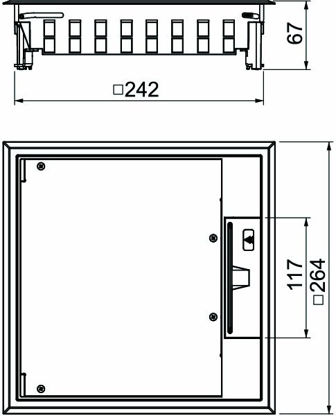 Geräteeinsatz Kst quadrat 3f gr RAL7011 m.Belagaussp 5mm Belagschutzrahm