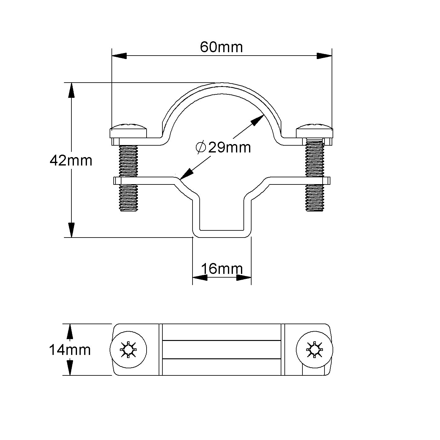 Rohrschelle Ø24-29mm geschl ST Schraubl gr