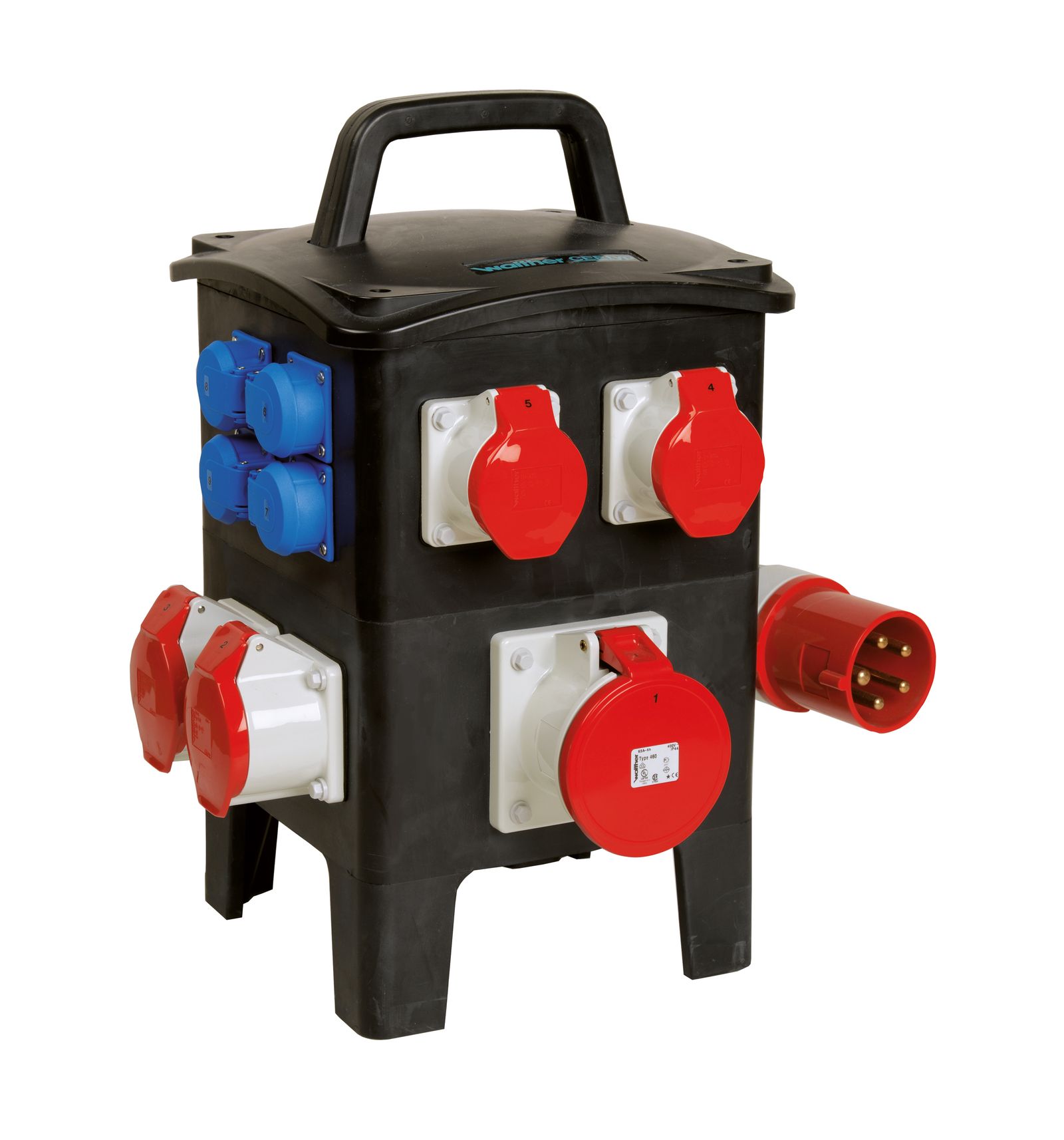 CEE-Kombi Gummi sw IP44 2x16A5p400V 2x32A5p400V 1x63A5p400V 4Steckd