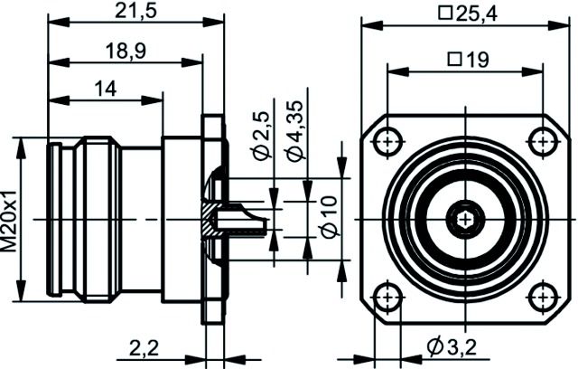 4.3-10-Buchse Rundkabel 5 Löt/Crimp 50Ohm