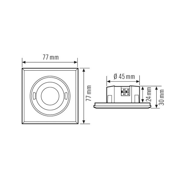 Präsenzmelder-Bus KNX FLAT UP ws 0-360° v0-180° 3m Reichweite: 8m
