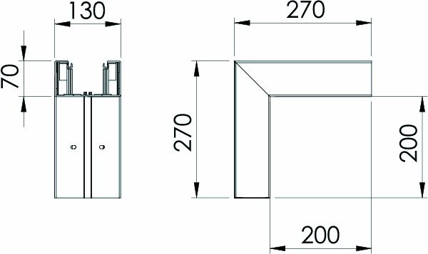 Außeneck GEB-K 70x130mm UT 90° Kst rws RAL9010 hfr unbeh