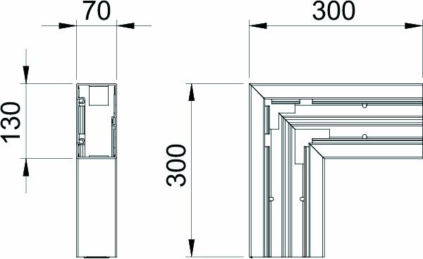 Flachwinkel GEB-K UT 70x130mm Kst rws hfr unbeh RAL9010