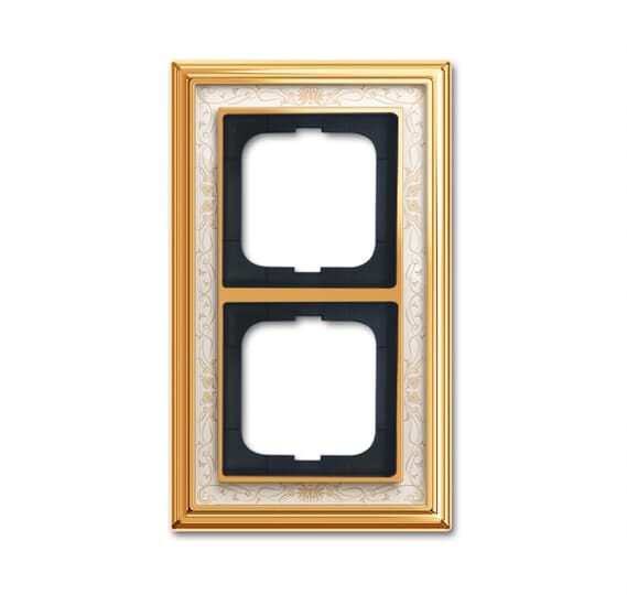 Rahmen 2f ms/elf-ws glz Metall f.GEB-K messing/elfenbeinweiß Unterputzmontage