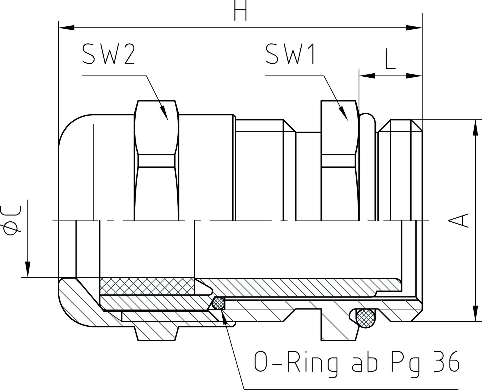 Kabelverschraubung PG11 Ms si vernick 6mm IP68 ger m.Zugentlastung