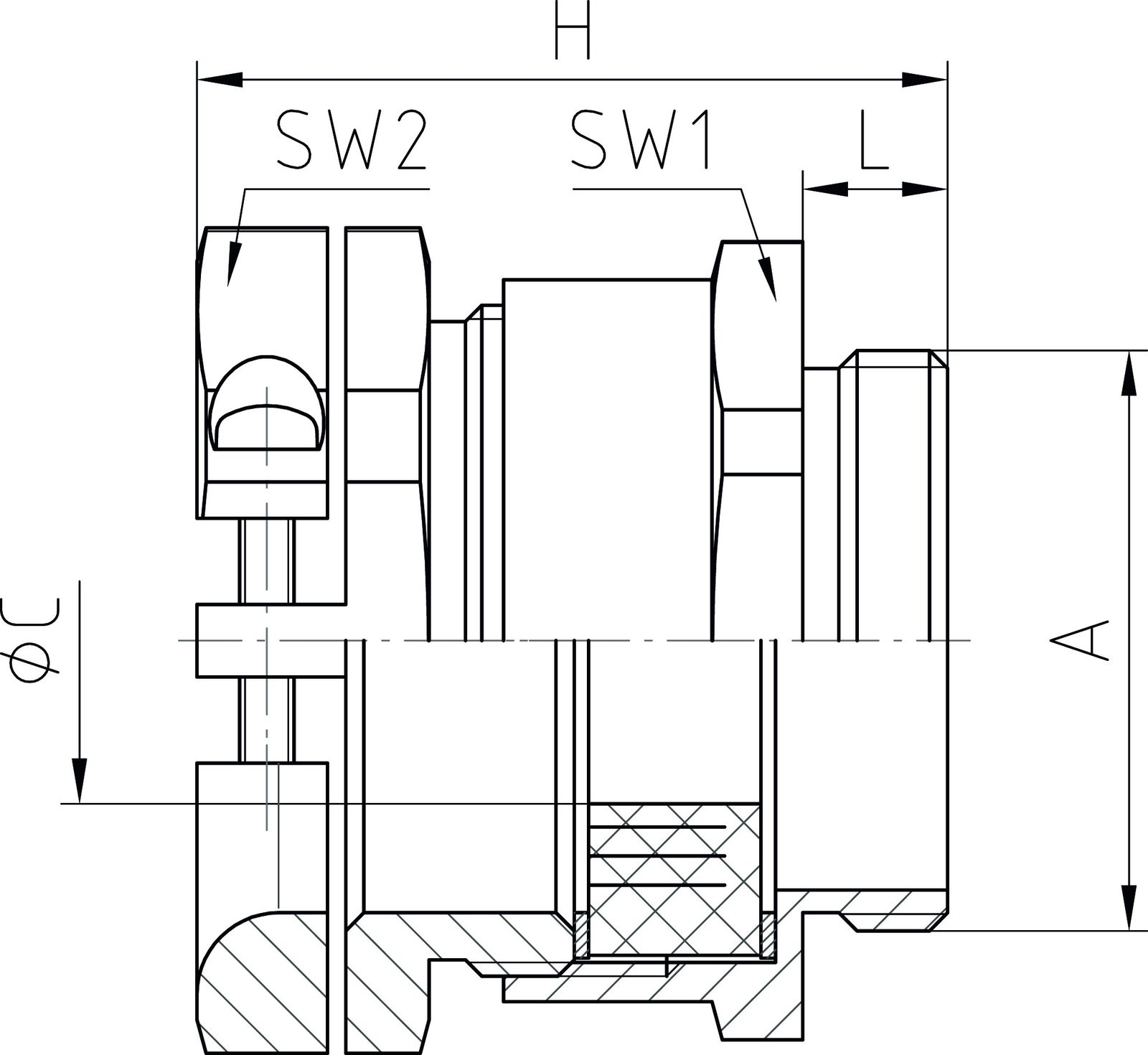 Kabelverschraubung M63 Ms si vernick ger 10mm IP55 m.Zugentlastung