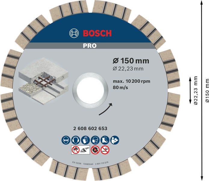 Diamant-Schleifscheibe 150x12mm f.Beton Geeignet für bewehrten Beton