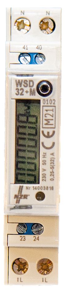 Wechselstromzähler 1ph 32 elektr digi S0 geeicht B 5A 32A 230V/N-L Eintarif 50Hz