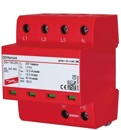 Kombi-Ableiter TS35 3p TN-C 255VAC 1,5kV 4TE Hutschiene TH35 Netzform TN-C opt
