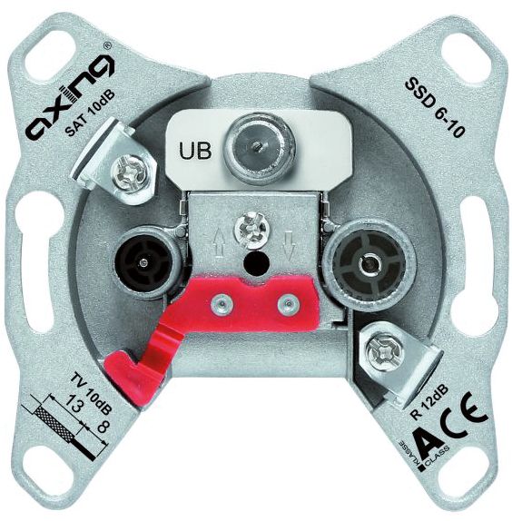 Durchgangsdose Sat/BK 3f 12dB/860 10dB/2150 3dB/2150 87,5-108MHz/Rad