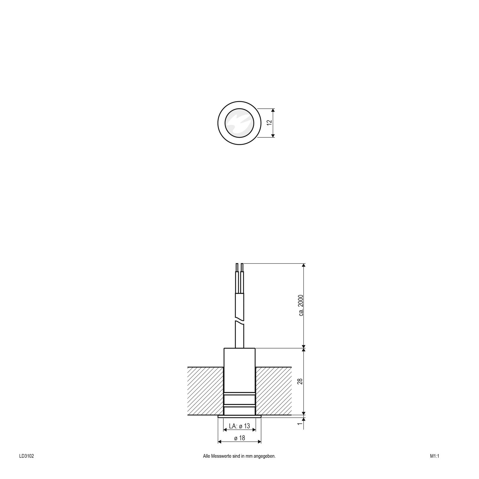 LED-Bodeneinbauleuchte 0,2W 3000K IP68 Konv LED nicht austauschbar 1LED edst