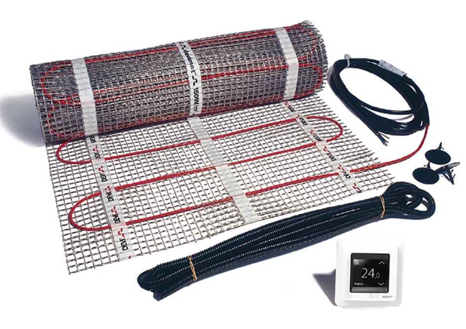 Heizkabel 150W/qm 225W 1,5qm 1Kaltl 230V 11W/m Mit Trägermatte 3000x500x3,2mm