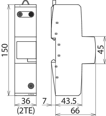 Kombi-Ableiter TS35 1p TN TN-C TN-C-S TN-S TT Hutschiene TH35 Netzform TN 2TE