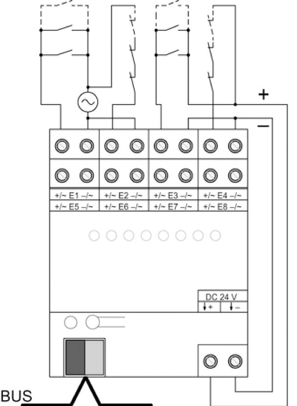 Binäreingang KNX REG 4TE LED 8f m.LED-Anz