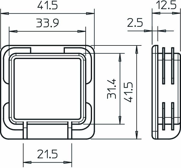 Endkappe Kst C-Profil 12,5x41,5mm or