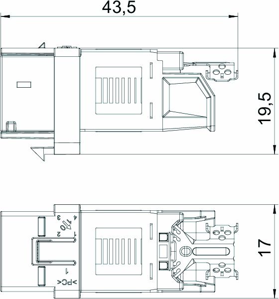 Modular-Buchse Cat6A RJ45 rnd litz mass rt f.Rundkabel LSA