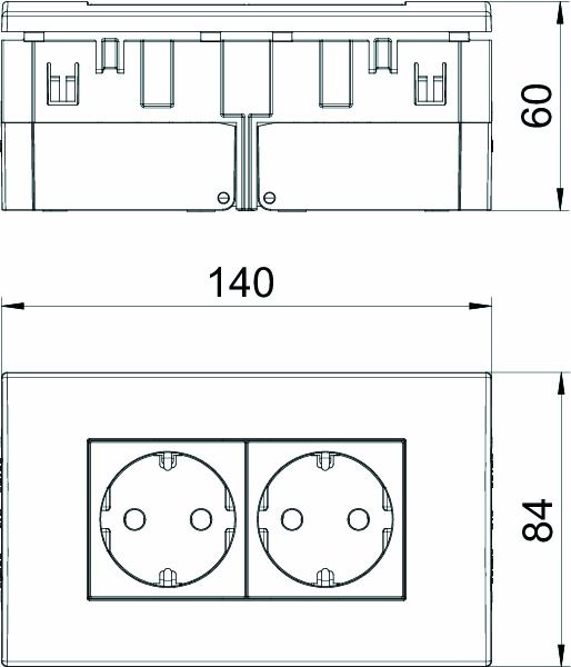 Steckdose 2f ws mt GEB-K IP20