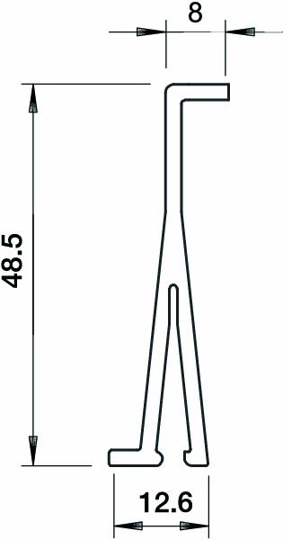Trennwand LF-K 48,5mm Kst aufrast Einzel lgr RAL7035 hfr unbeh