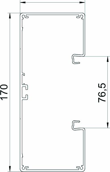 Geräteeinbaukanal Alu 170x70mm natur anod/elox GEB-K 8620qmm 2000mm